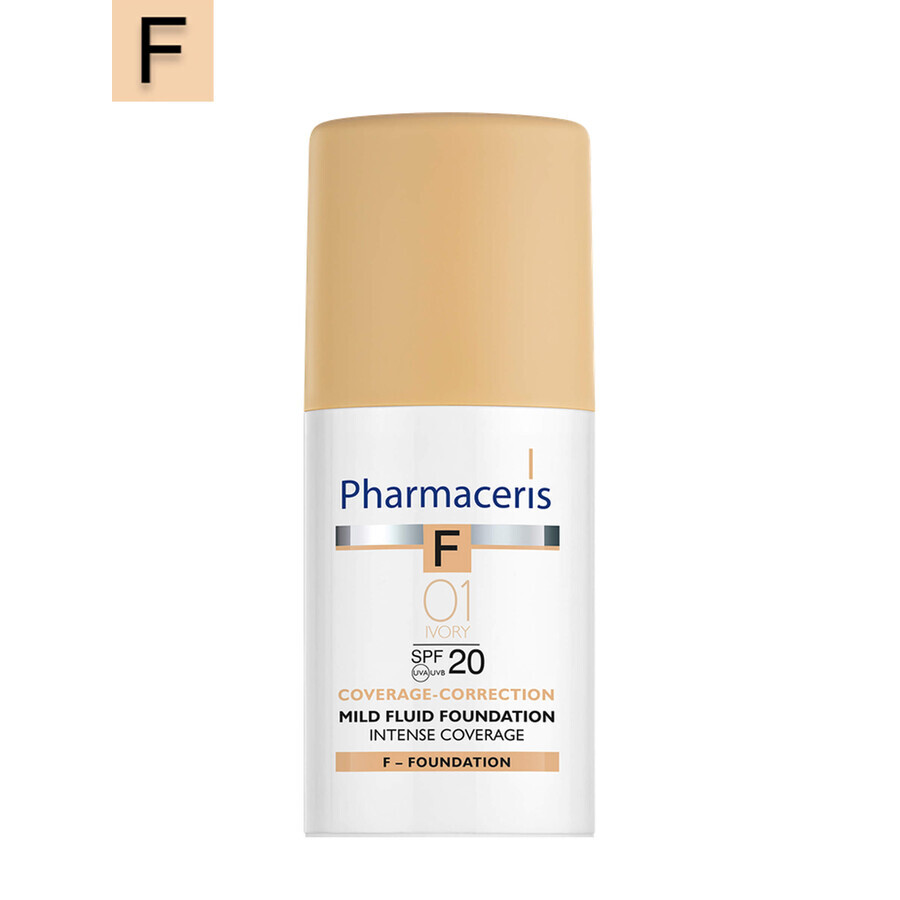 Pharmaceris F Coverage-Correction, fein deckendes Fluid, 01 Ivory, SPF 20, 30 ml