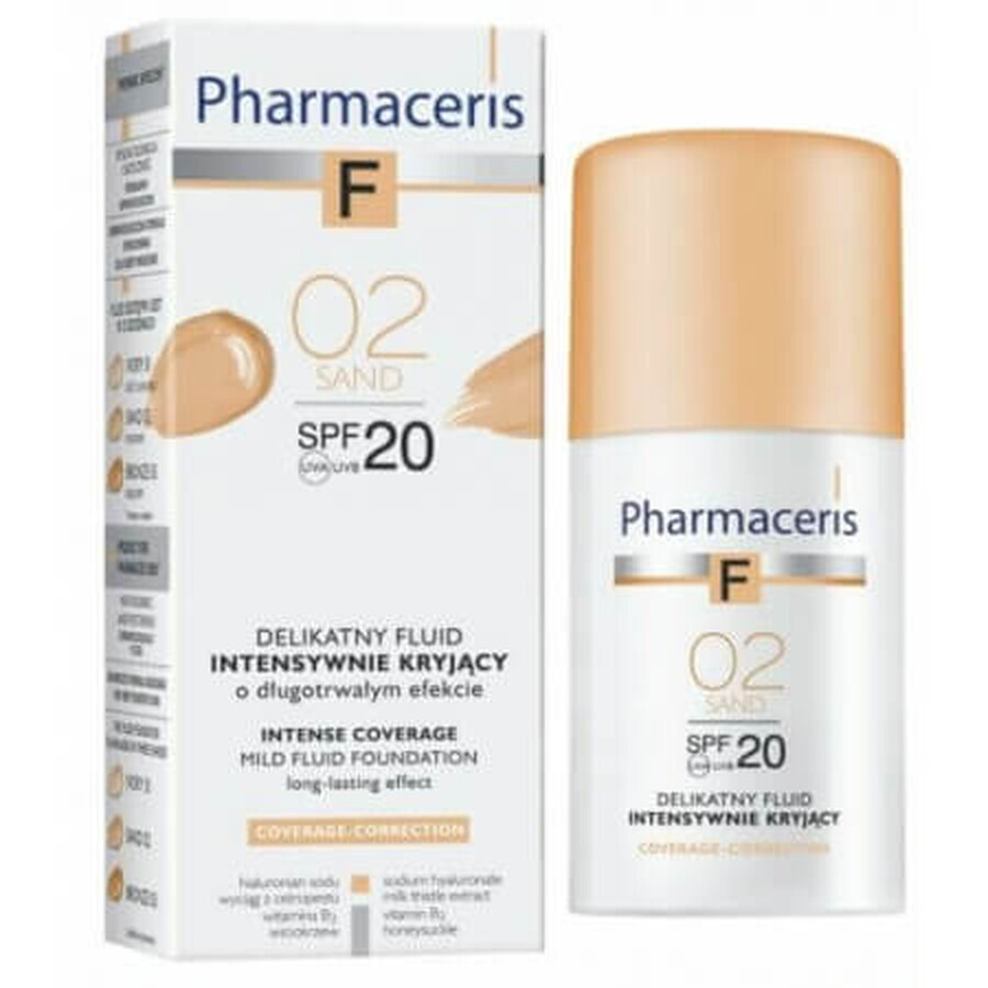 Pharmaceris F Coverage-Correction, fluid cu acoperire fină, 02 Sand, SPF 20, 30 ml