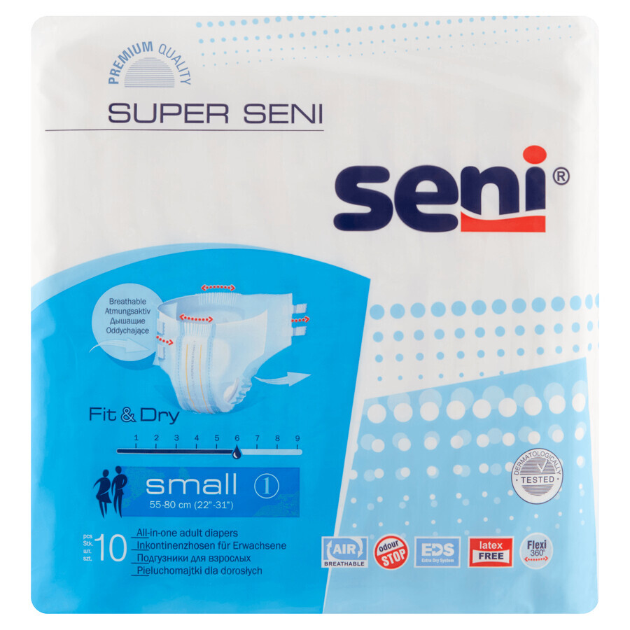 Super Seni, scutece, mici, 55-80 cm, 10 buc.