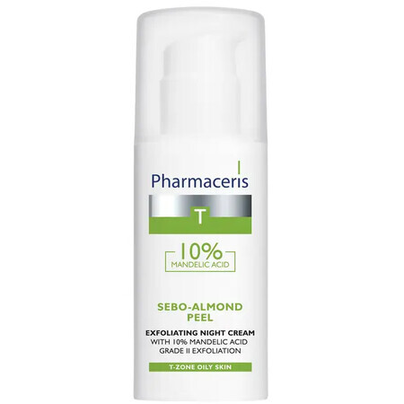 Pharmaceris T Sebo-Amandelpeeling, nachtcrème met 10% amandelzuur, 2e graads exfoliatie, 50 ml