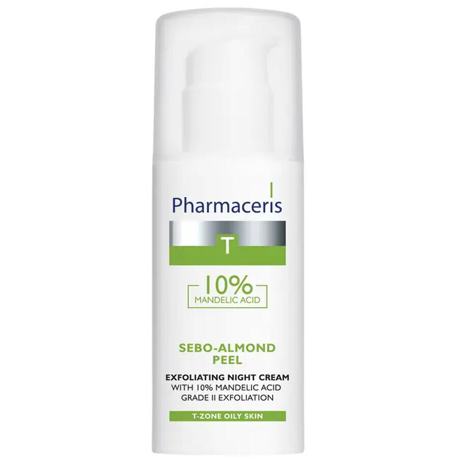 Pharmaceris T Sebo-Amandelpeeling, nachtcrème met 10% amandelzuur, 2e graads exfoliatie, 50 ml