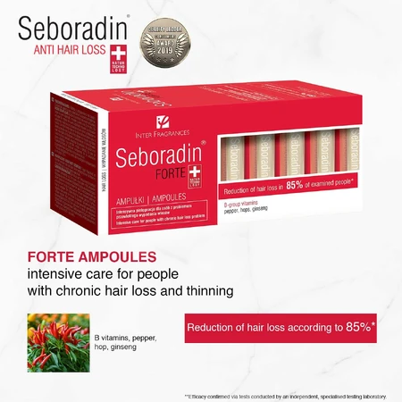 Seboradin Forte, 14 ampoules, Hair loss treatment