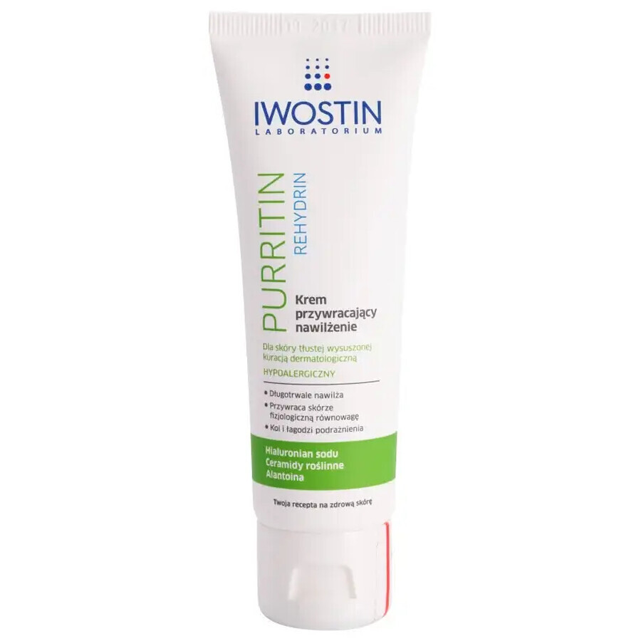 Iwostin Purritin Rehydrin, Repairing moisturizing cream, dry skin from dermatological treatments, 40 ml