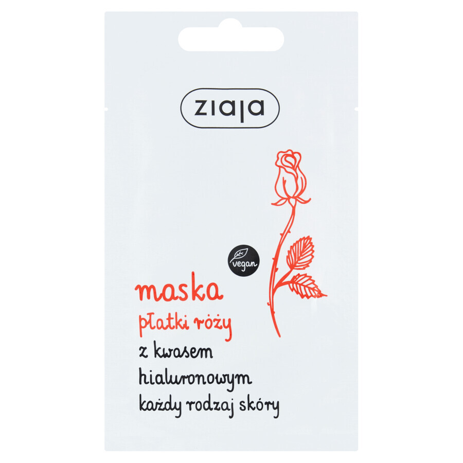 Ziaja Rose Petals, Mască de față cu acid hialuronic, 7 ml