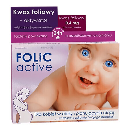 Folic Active, acid folic 400 µg, 30 comprimate filmate cu eliberare prelungită