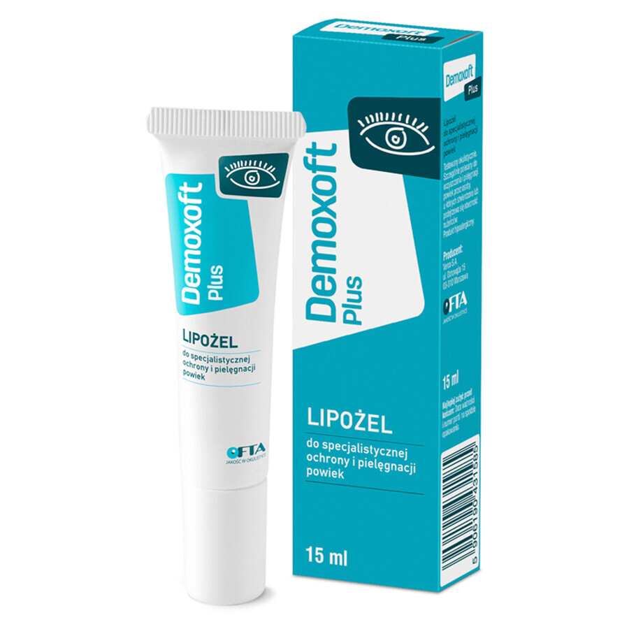 Demoxoft Plus, lipo-gel para la protección y el cuidado especializado de los párpados, 15 ml