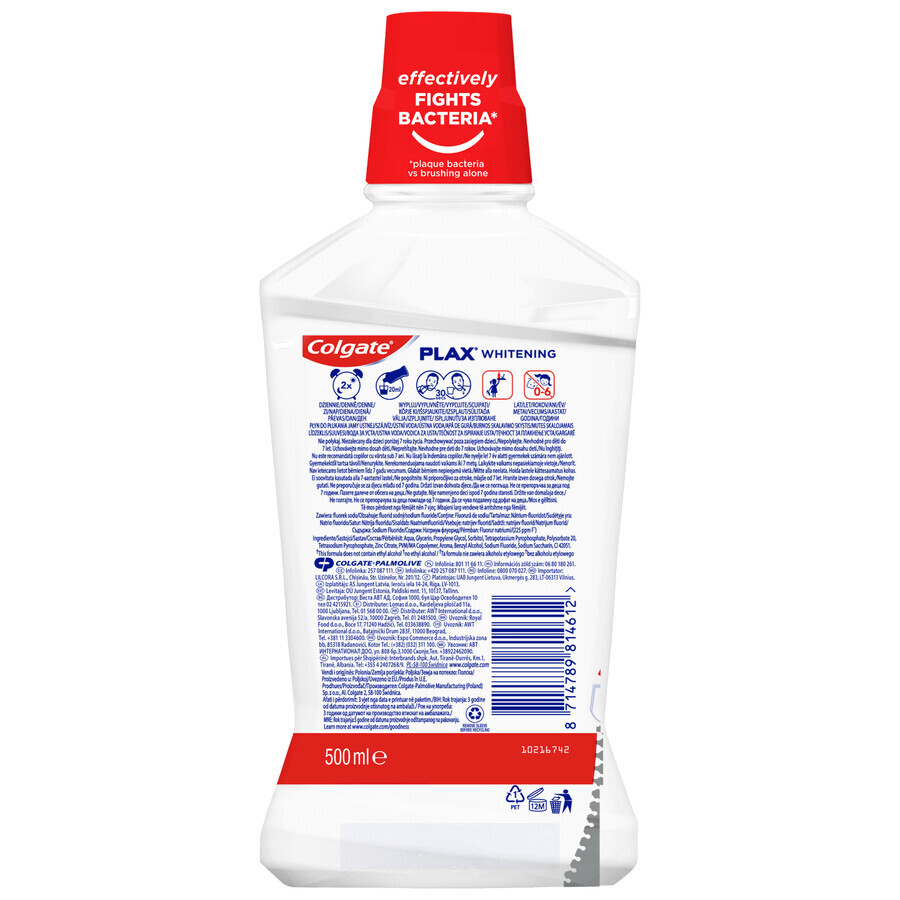 Colgate Plax Whitening apă de gură, 500 ml