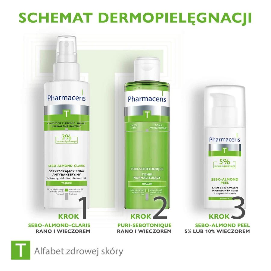 Pharmaceris T SEBO-ALMOND-CLARIS Bakteriostatyczny płyn 3% kwasu migdałowego 190 ml: ceny i cechy