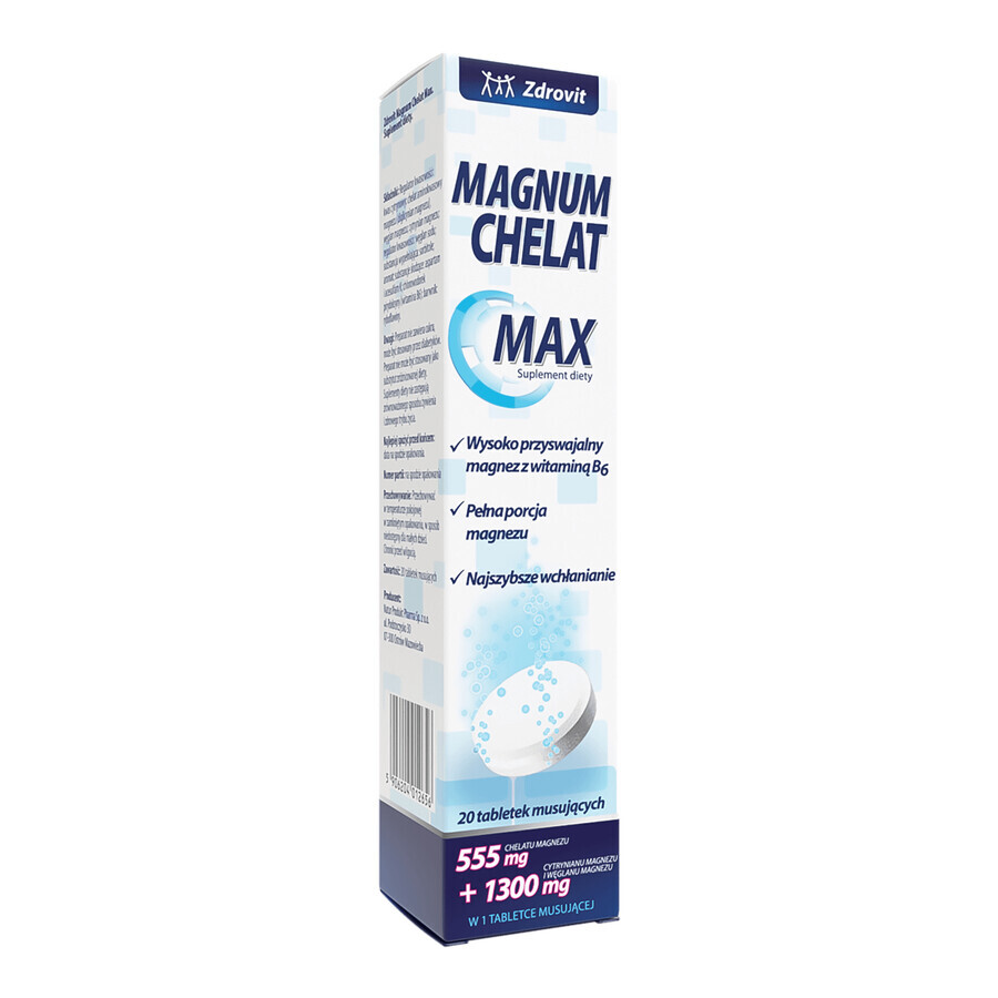 Zdrovit Magnum Chelat Max, 20 Brausetabletten