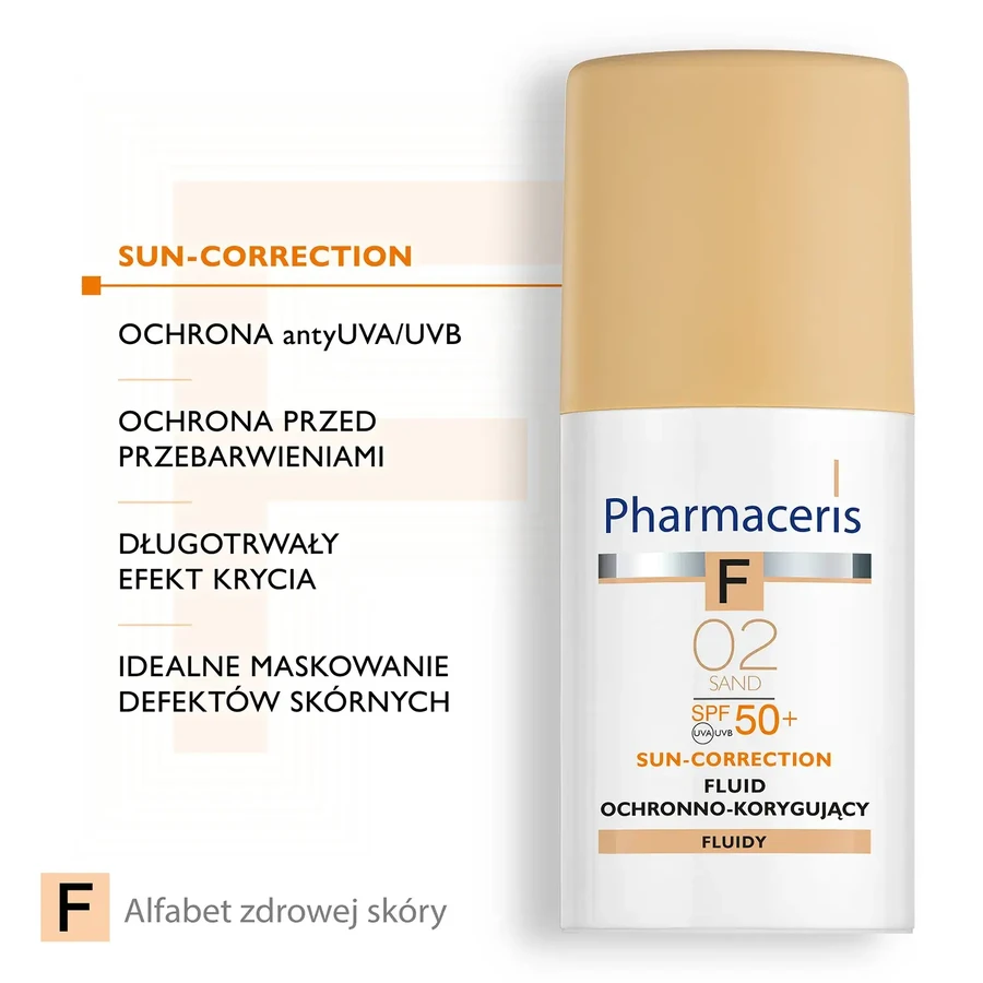Pharmaceris F Sun-Correction, Protective and correcting fluid, 02 Sand, SPF 50+, 30 ml