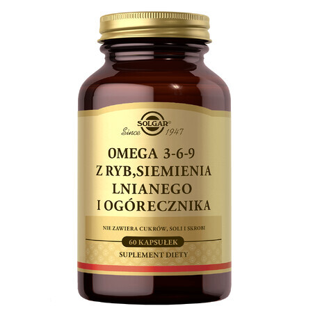 Nährstoffreiche Omega 3-6-9 Kapseln von Solgar - 60 Kapseln