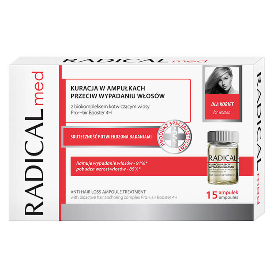 Radical Med, tratamiento anticaída para mujeres, 5 ml x 15 ampollas