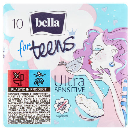 Bella for Teens, sanitary towels with wings, Ultra Sensitive, 10 pcs.