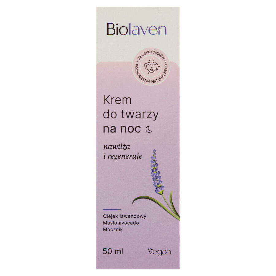 Biolaven, Cremă de față, hidratantă și regenerantă, pentru noapte, 50 ml