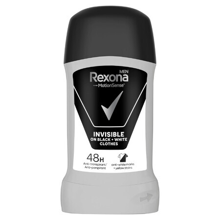 Rexona Men Invisible Black + White Antyperspirant w sztyfcie, 50 ml