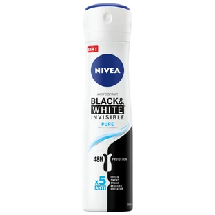 Nivea, spray antitranspirante, Invisible Black & White, Pure, 150 ml
