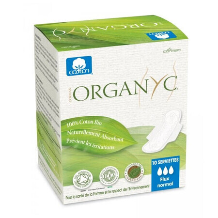 Organyc 100% Cotton Winged Sanitary Napkins, Day, 10 Count