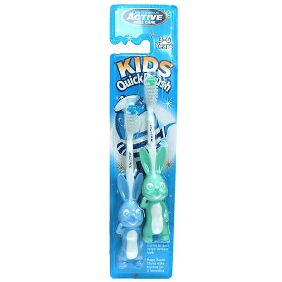 Beauty Formulas, Active Oral Care, children's toothbrush, Kids Quick, rabbit, 3-6 years, 2 pieces