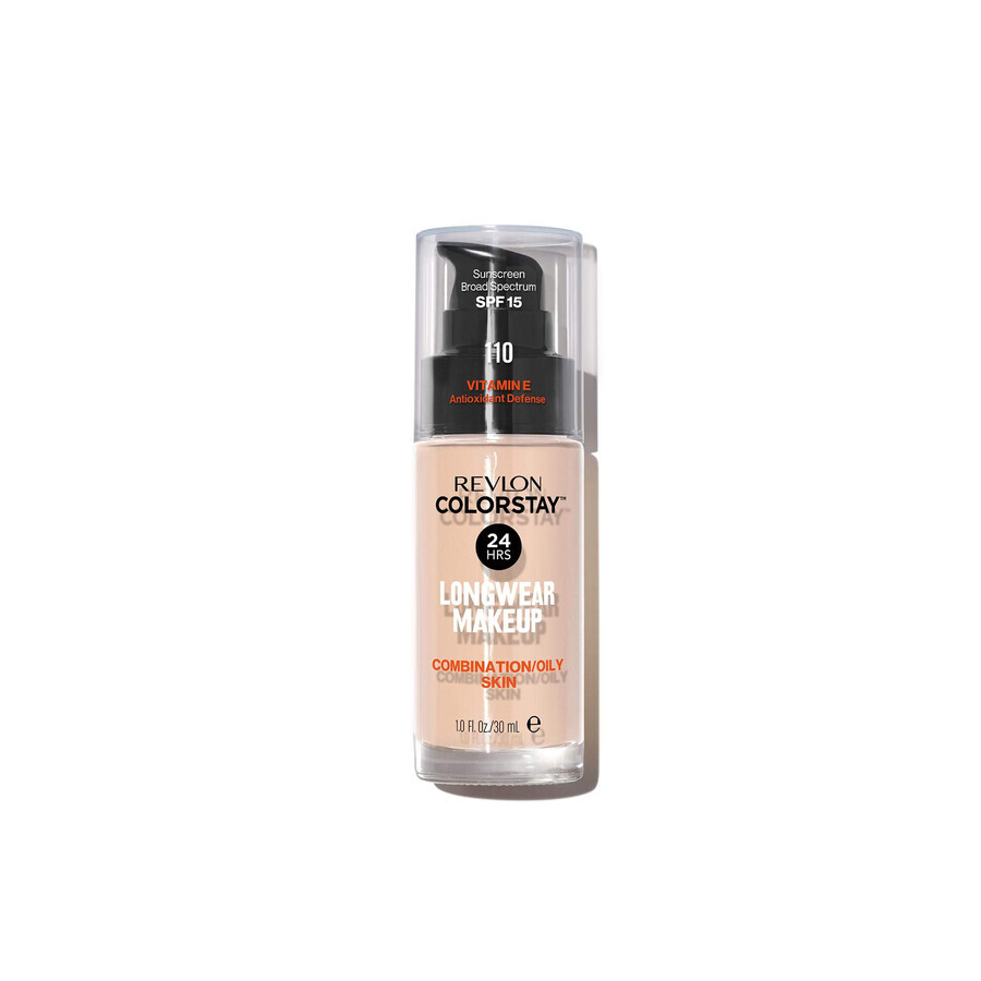 Revlon ColorStay, fond de ten pentru ten mixt și gras, Nr. 110, Ivory, cu pompiță, 30 ml