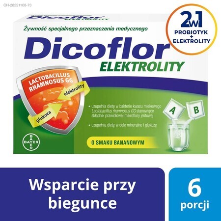 Dicoflor Electrolytes, für Kinder und Erwachsene, Bananengeschmack, 12 Beutel