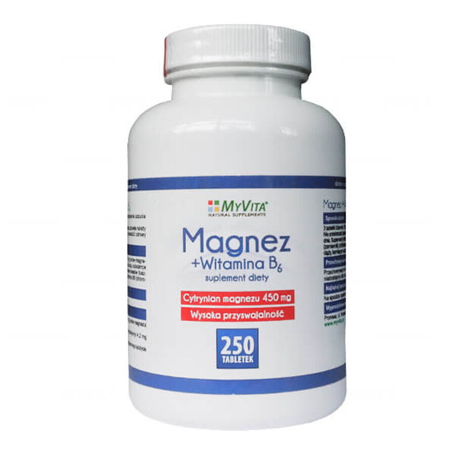 MyVita Magnésium + Vitamine B6, 250 comprimés