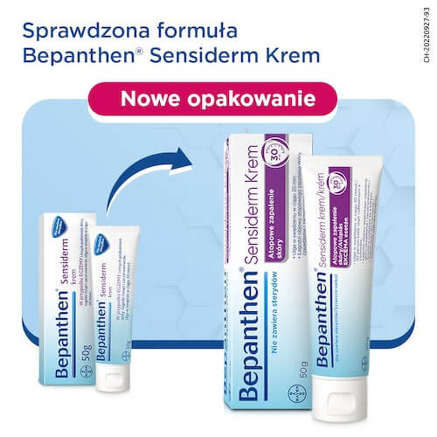 Bepanthen Sensiderm Creme, Pflege bei Neurodermitis und Ekzemen, ab 1 Monat, 50 g