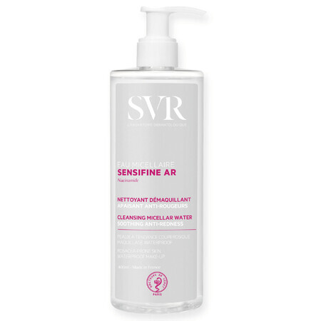 SVR Sensifine AR Eau Micellaire, Apă micelară calmantă, piele vasculară, 400 ml