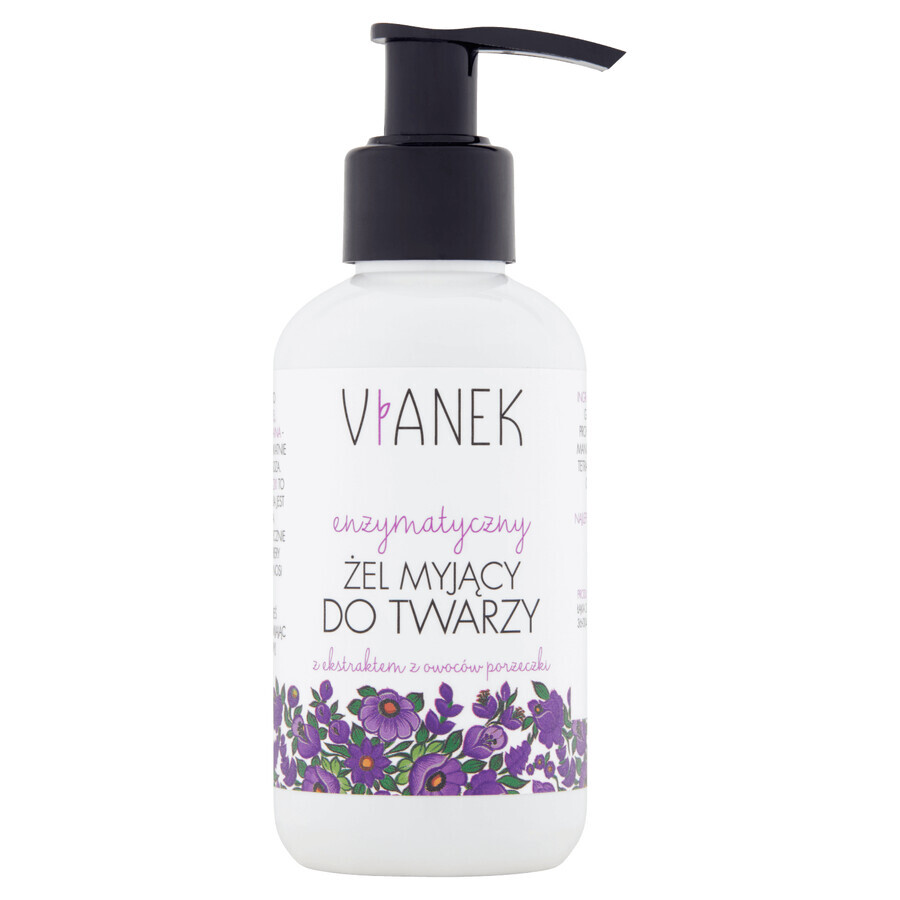 Vianek, Gel enzimatic de curățare facială, ten vascularizat, 150 ml