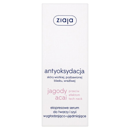 Ziaja Acai Berry, Serum expres pentru față și gât, netezire și fermitate, 50 ml