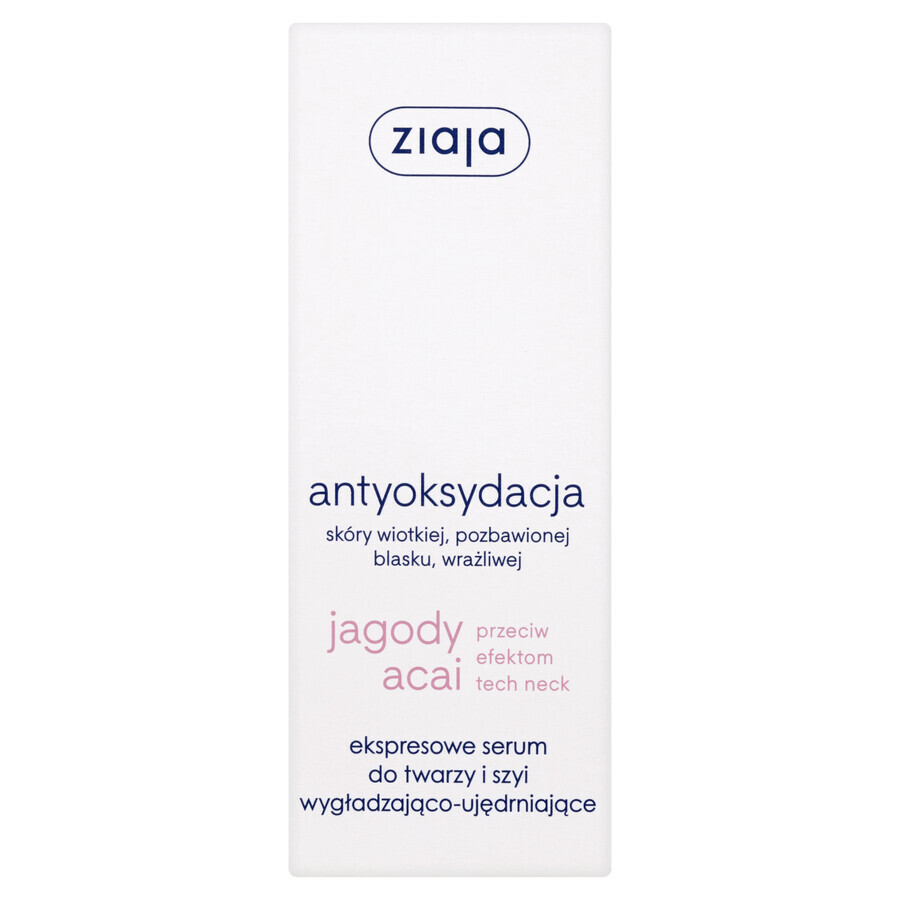 Ziaja Acai Berry, Serum expres pentru față și gât, netezire și fermitate, 50 ml