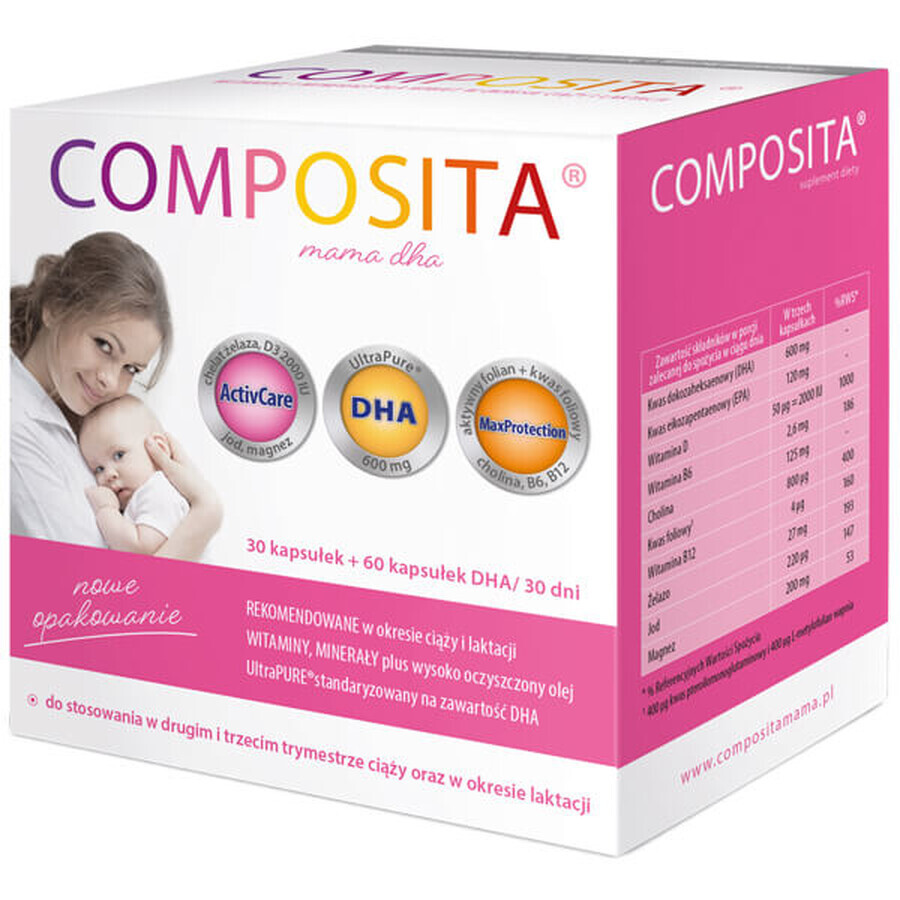 Composita Mama DHA, 30 capsule + 60 capsule DHA