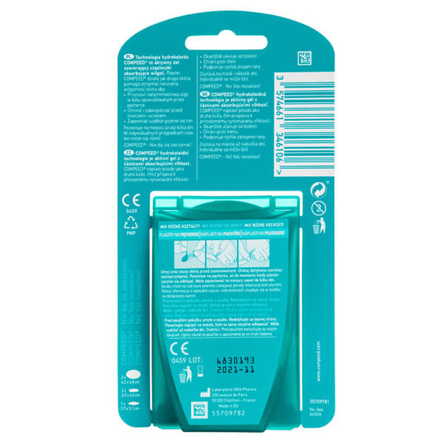 Compeed, plasturi pentru vezicule, hidrocoloid, Mix, 5 bucăți