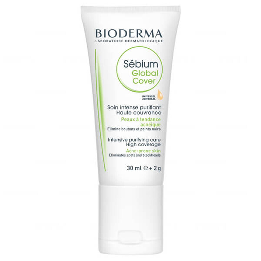 Bioderma Sebium Global Cover, Aknefokussierte getönte Creme, 30ml