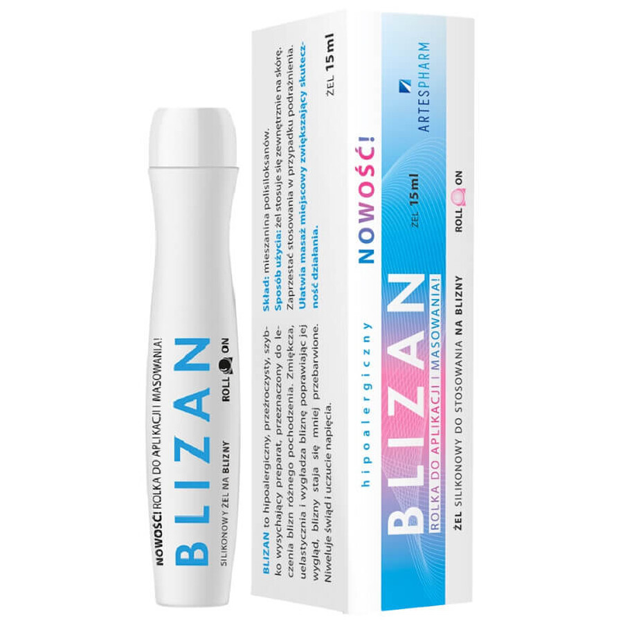 Blizan, Silikon-Gel gegen Narben, 15ml Roll-On