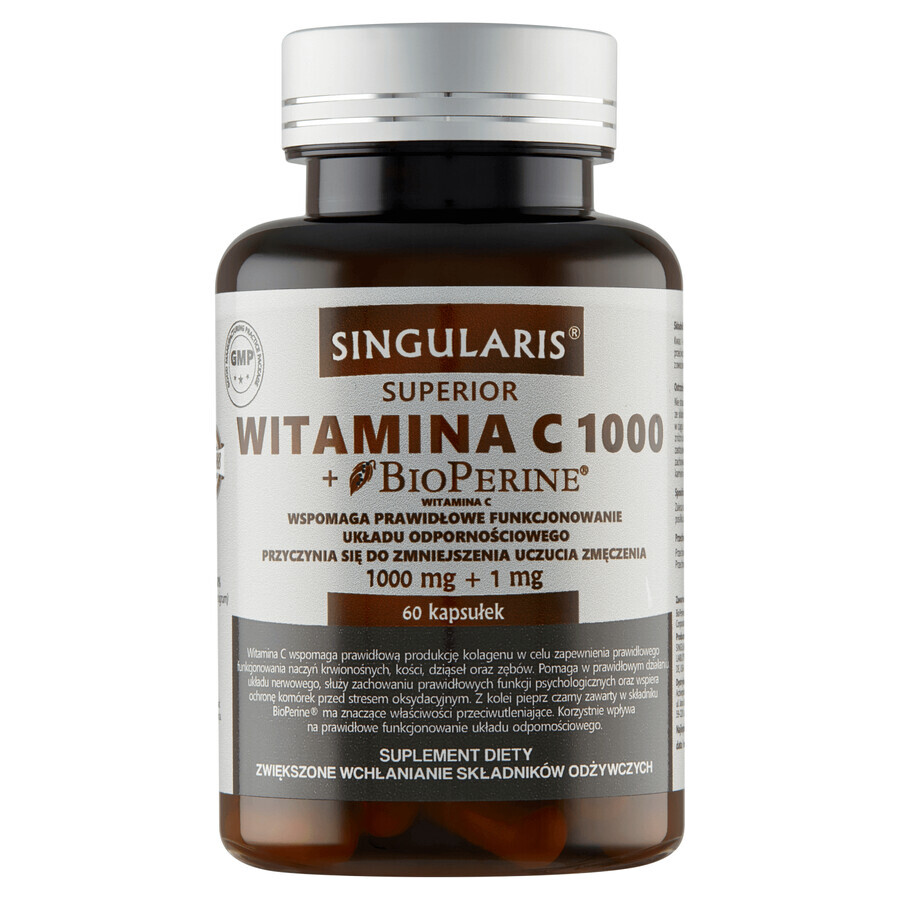 Singularis Vitamina C Superior 1000 + Bioperine, 60 cápsulas