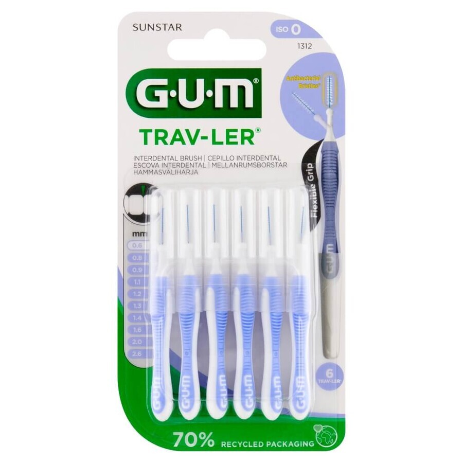 Sunstar Gum Trav-Ler, periuță pentru spații interdentare, 0,6 mm, 6 bucăți