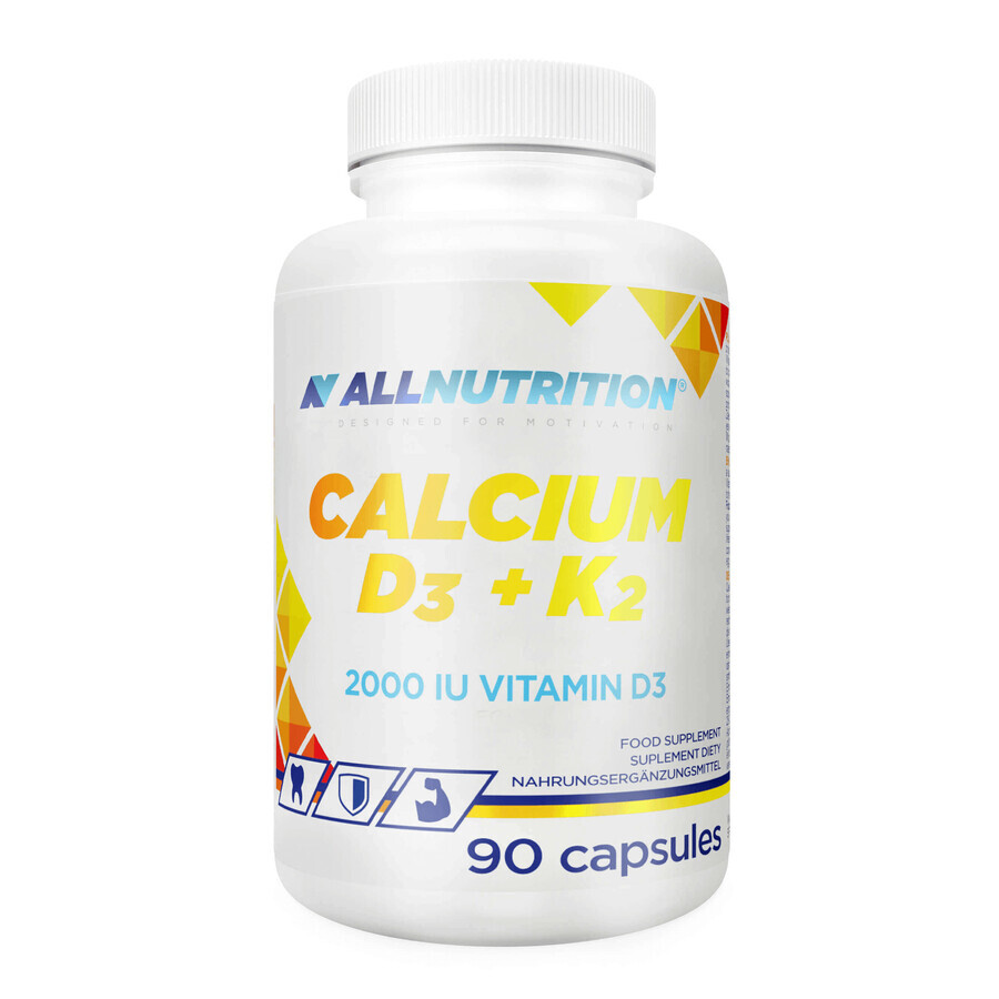 Allnutrition Calcium D3 + K2, calcio + vitamina D 2000 UI + vitamina K, 90 capsule