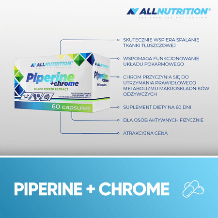 Allnutrition, Piperin + Chrom, 60 Kapseln.