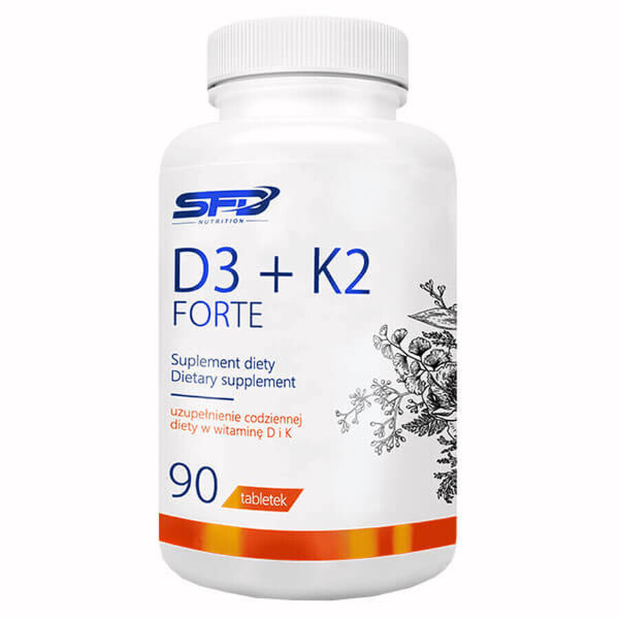 SFD D3 + K2 Forte, vitamine D 2000 IE + vitamine K 200 µg, 90 tabletten