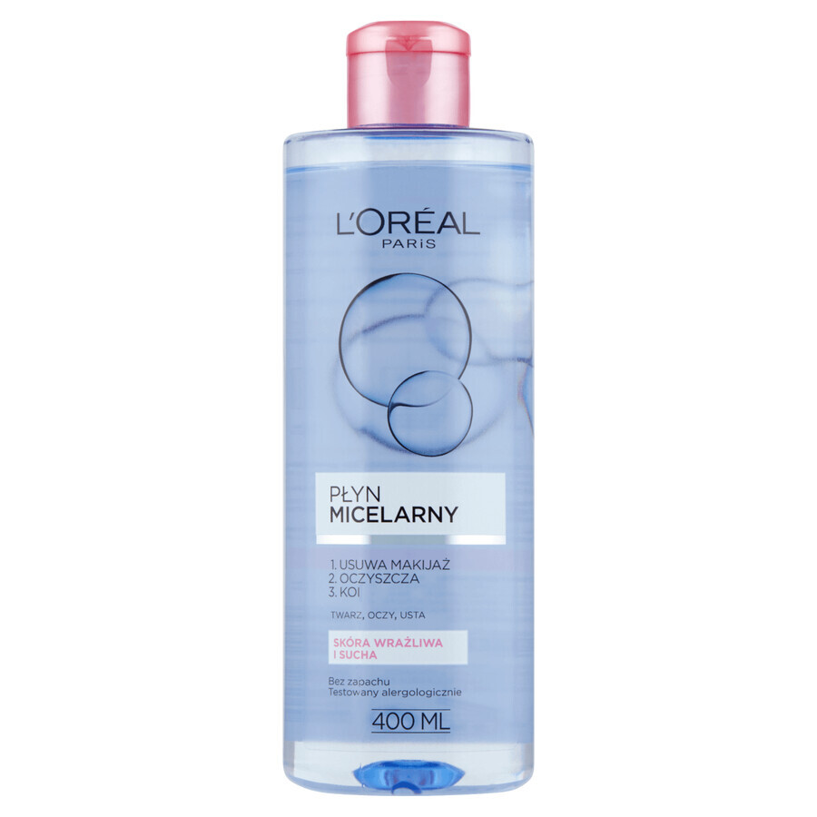 L'Oreal, Loțiune micelară, piele sensibilă și uscată, 400 ml