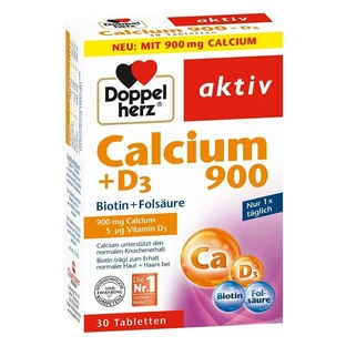 Calcium 900 mg + D3 + Biotin + Folic Acid, 30 tablets, Doppelherz