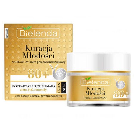 Bielenda Youth Treatment, Reparatur-Anti-Falten-Creme 80 +, Tag und Nacht, 50 ml VERBRAUCHSPACKUNG