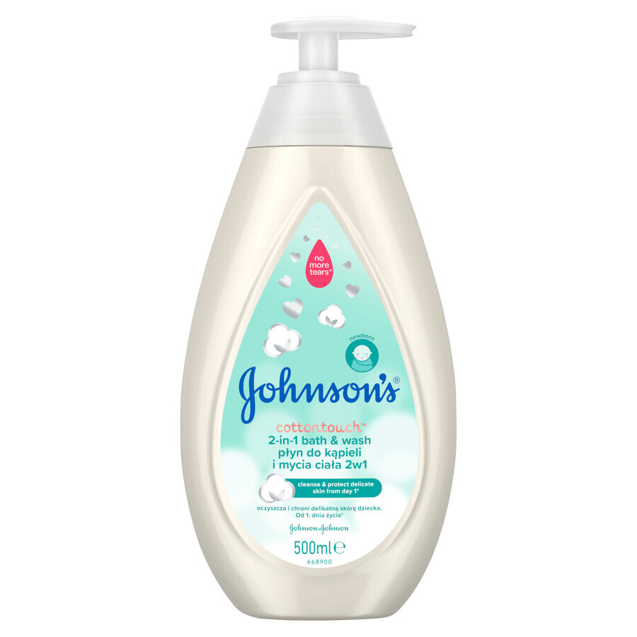 Johnson's Baby Cotton Touch, gel de baño y corporal 2 en 1 desde el primer día, 500 ml