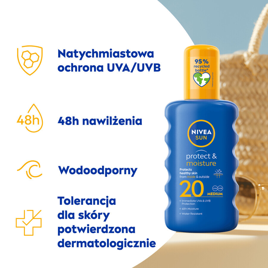 Nivea Sunschutz  amp; Feuchtigkeitsspendender Sonnenschutzspray SPF20, 200ml