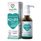 MyVita Silber - K2+D3 Forte Tropfen 30ml - Nahrungsergänzung für Knochen  amp; Immunsystem