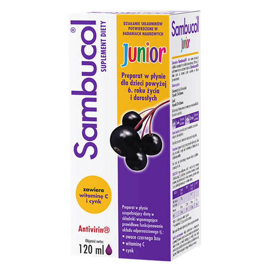 Sambucol Junior, lichid pentru copii cu vârsta peste 6 ani și adulți, 120 ml