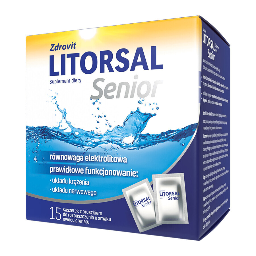 Zdrovit Litorsal Senior, aromă de rodie, 15 pliculețe