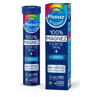 Plusssz 100% Magnesium Forte + B-Complex, sinaasappel-grapefruitsmaak, 20 bruistabletten