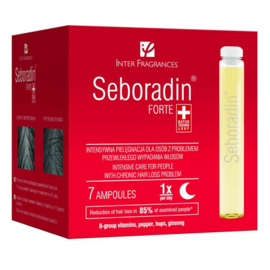 Seboradin Forte, tratament împotriva căderii părului, 5.5 ml x 7 fiole