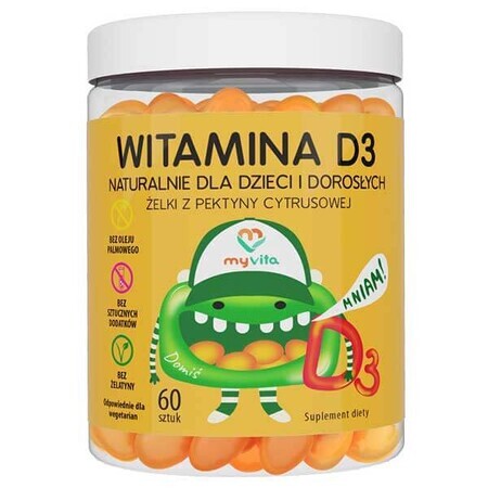 MyVita Vitamina D3, gominolas naturales para niños y adultos, 60 unidades